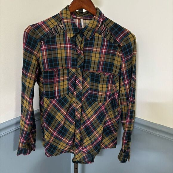 Free People Multicolor Plaid Button Down Shirt - Picture 1 of 5